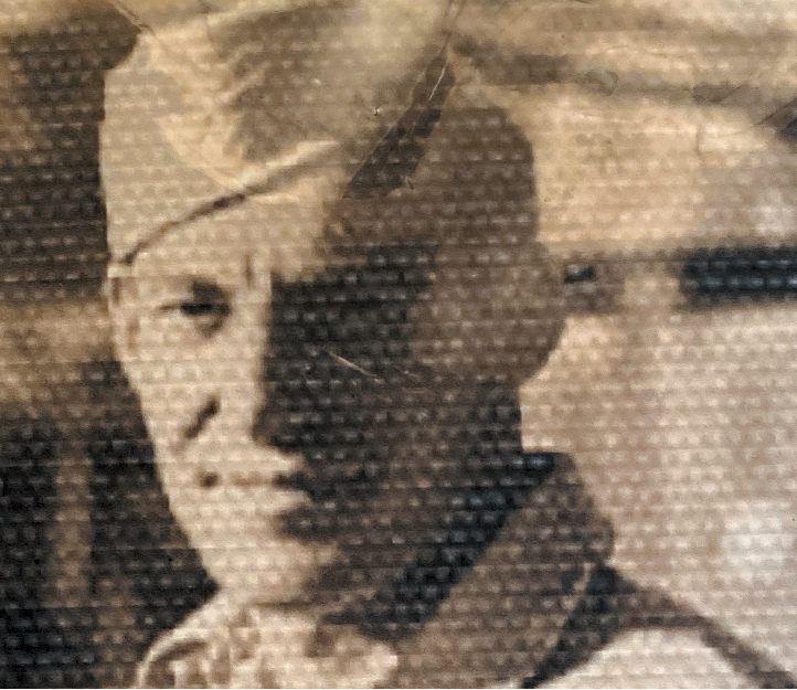 a close up of a man military hat